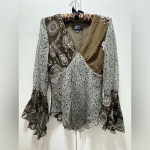 NWT Y2K Spenser Jeremy rare deadstock 100% silk top bell sleeves medium fairy